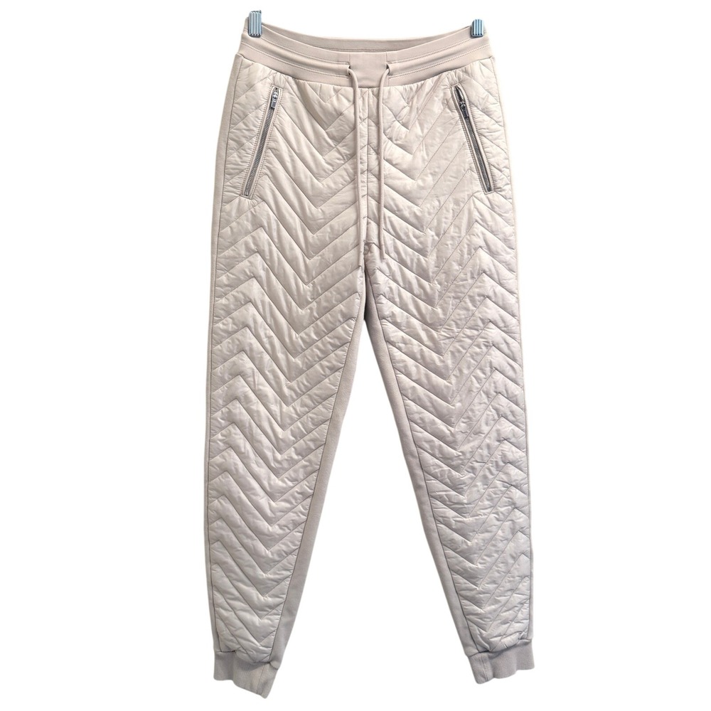Athleta Solstice Jogger Quilted Pants Womens 0 Pull-On Cream Beige Minimalist